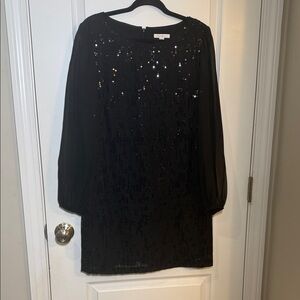 Roz & Ali Black Sequin Long Sleeve Dress, size 12 petite